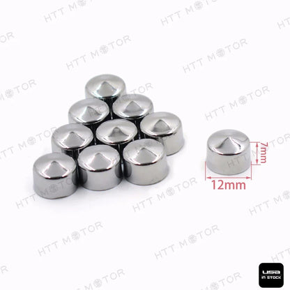 10 Piece Chrome Allen Socket Bolt Cap Dress Kit for Harley Motorcycles