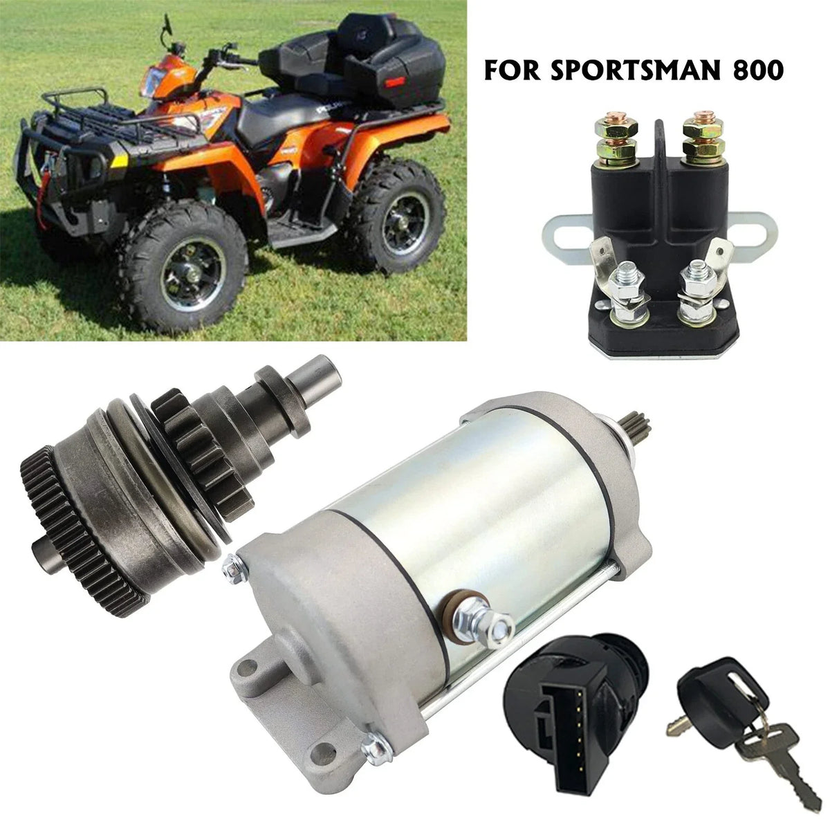 Starter Motor for Polaris Sportsman 800 EFI (2005-2006) W/Bendix & Relay