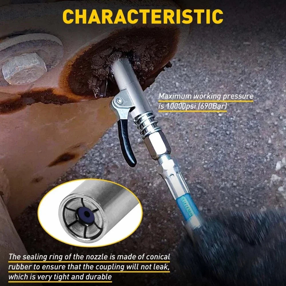 Grease Gun Coupler for Universal Use (Rated Over 10,000 PSI)