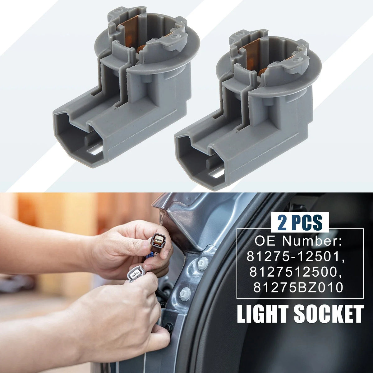 2X Tail Light Bulb Socket Holder 81275-12501 for Toyota RAV4 (2013–2016)