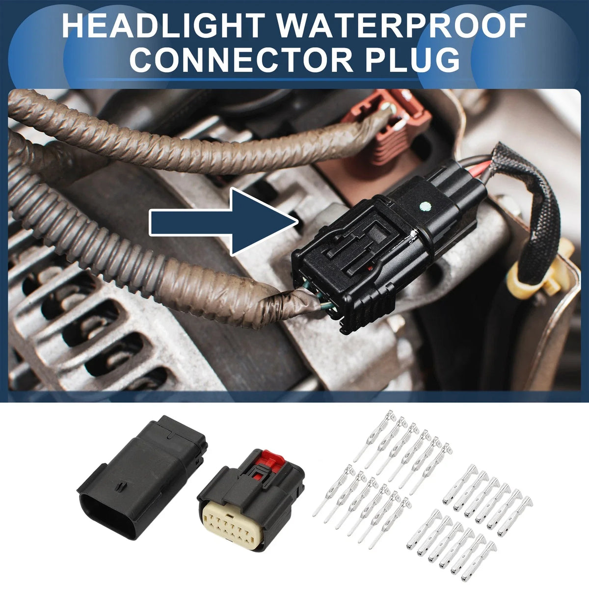 12 Pin Headlight Waterproof Connector Plug for Buick 