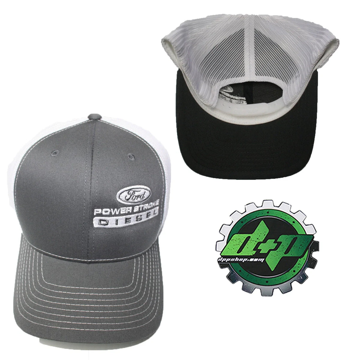 Ford Powerstroke Hat for Ford Truck (Charcoal Gray/White Mesh)