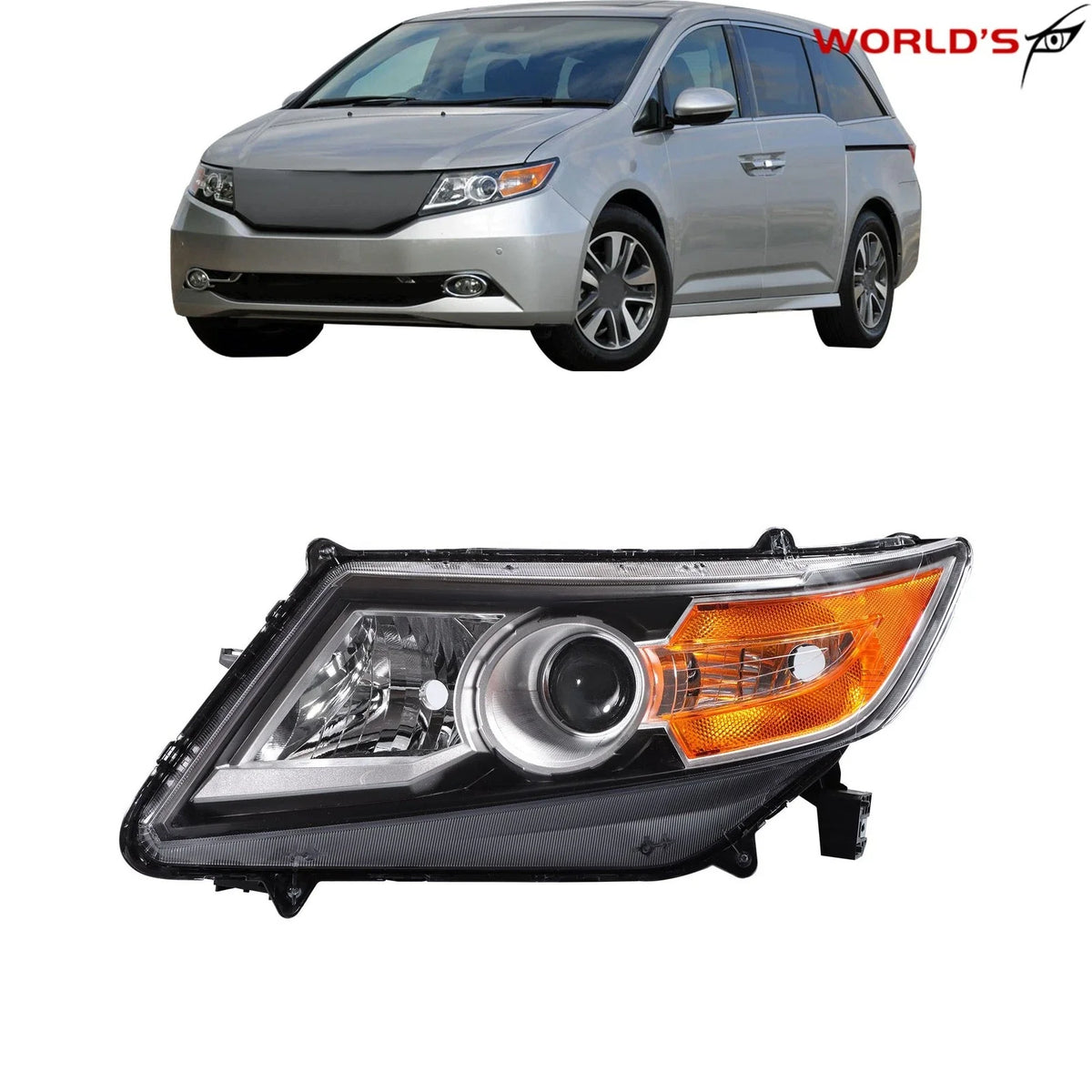 Left HID Headlight for Honda Odyssey (2014–2017) Projector Black Trim