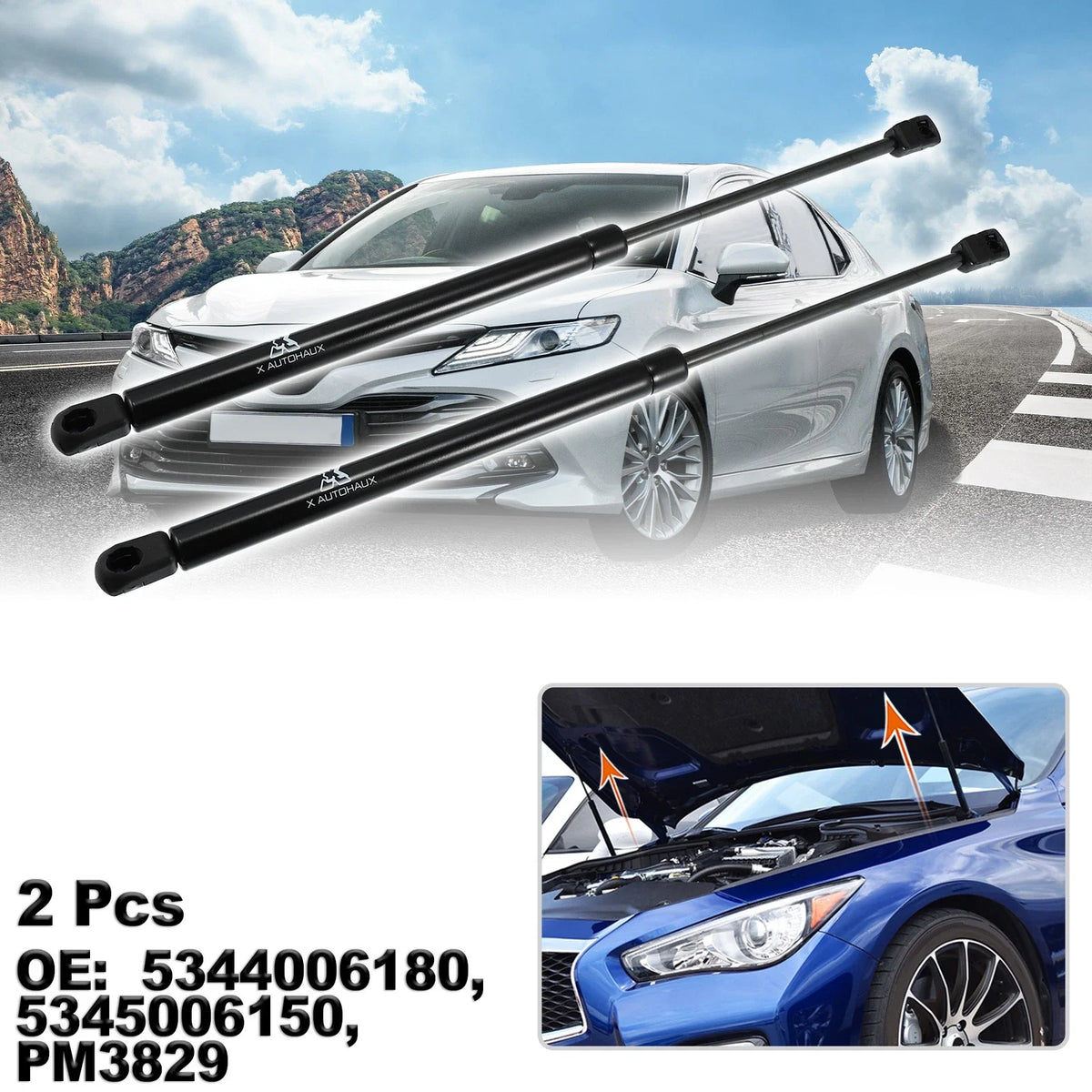2X Front Hood Gas Lift Supports for Toyota (53440-06180)