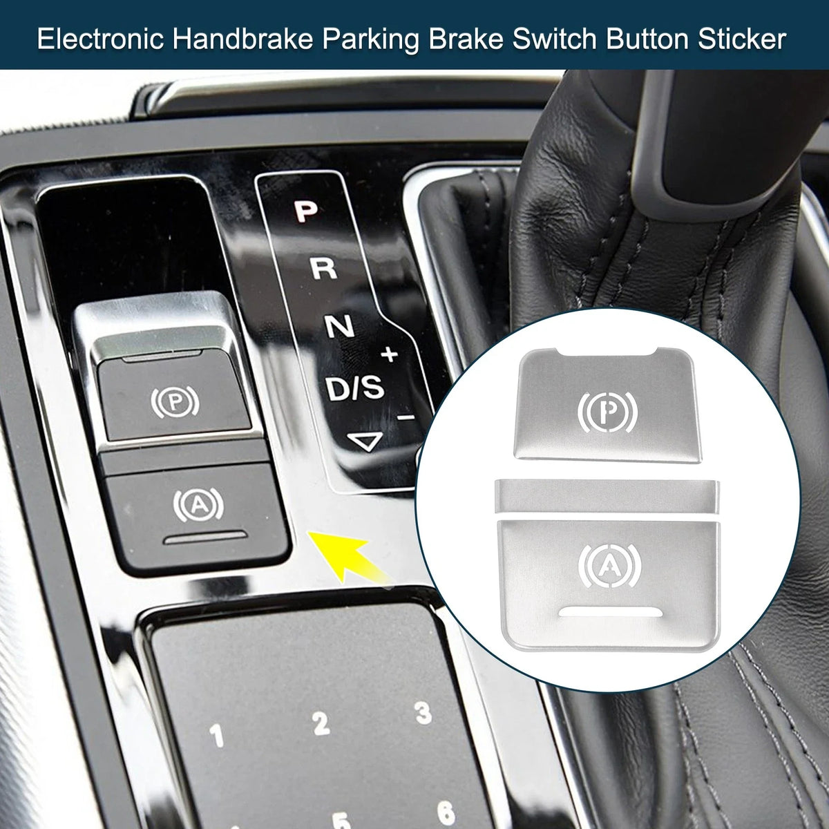 Electronic Handbrake Switch Button Sticker for Audi A6  Silver Tone