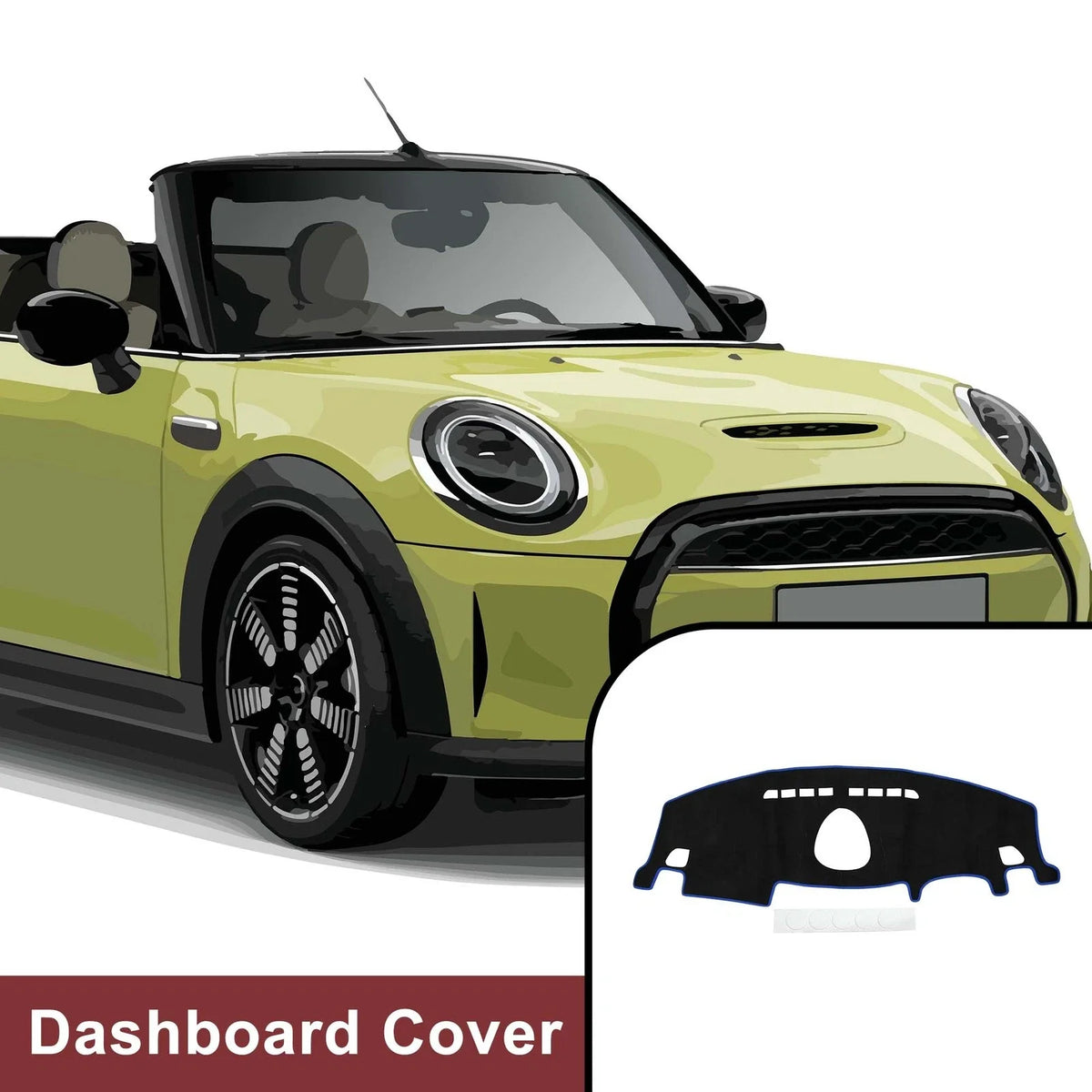 Dashboard Cover Mat for BMW Mini Clubman (2015–2024) Black Blue