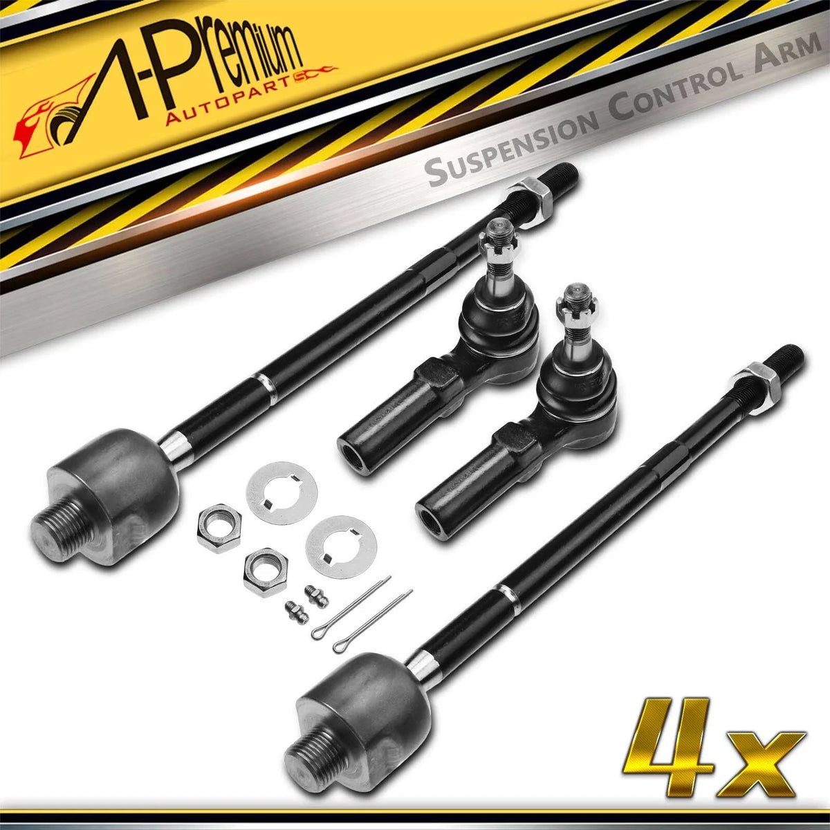 Set of 4 Inner & Outer Tie Rod Ends for Buick LeSabre Cadillac DeVille (2000–2005)