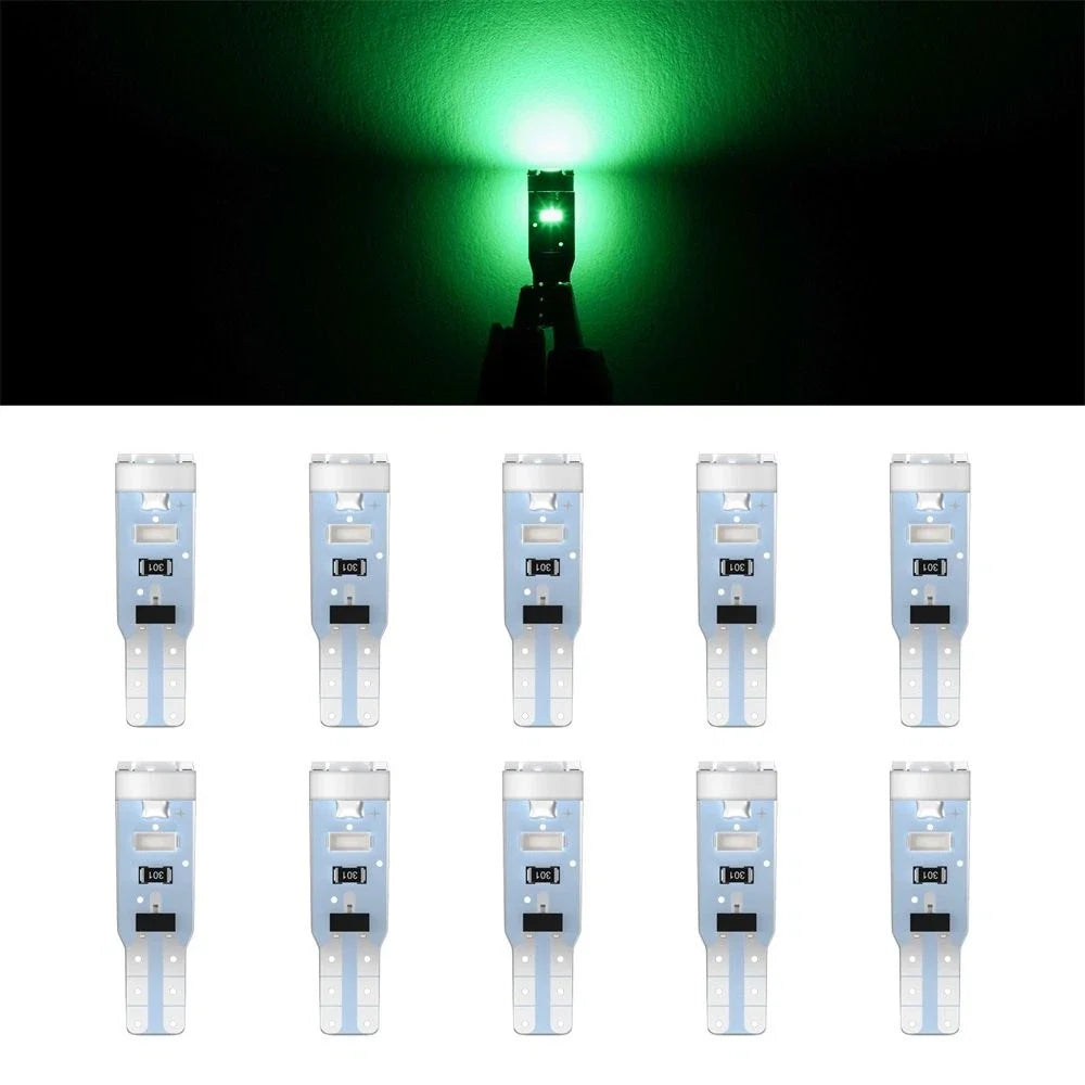 10pcs T5 Green 3014 LED Bulbs for Speedometer Instrument Gauge Cluster