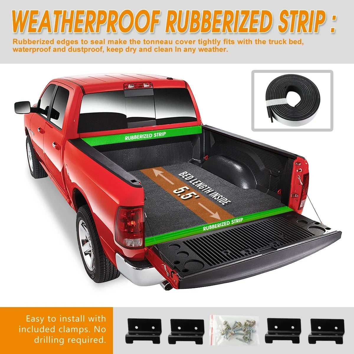 Vinyl Soft Top Tri-Fold Tonneau Cover for Ford F150 (2004–2014) 5.5ft Bed