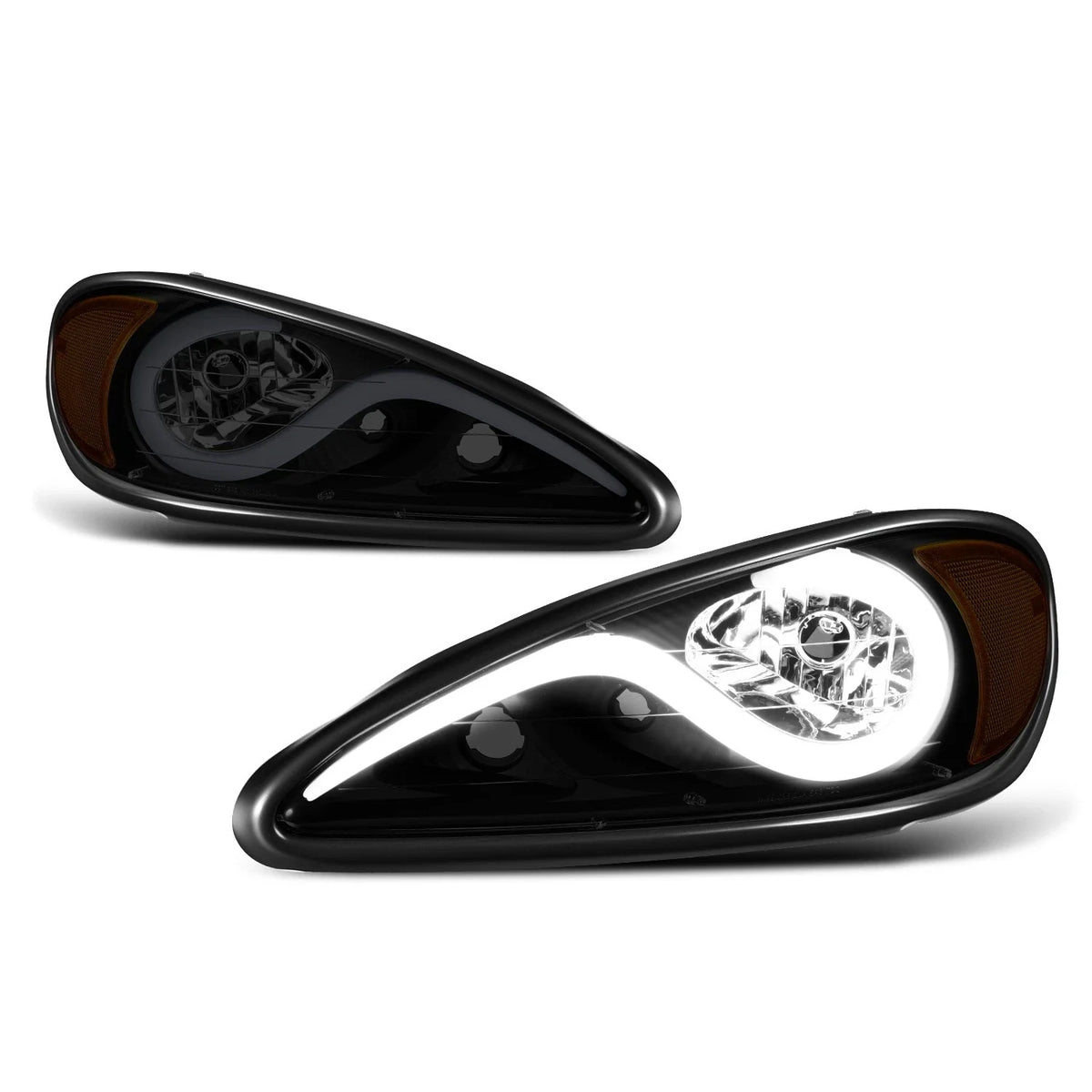 LED DRL Headlight Lamps for Pontiac Grand Am (1999–2005) Smoked Housing Amber Corner