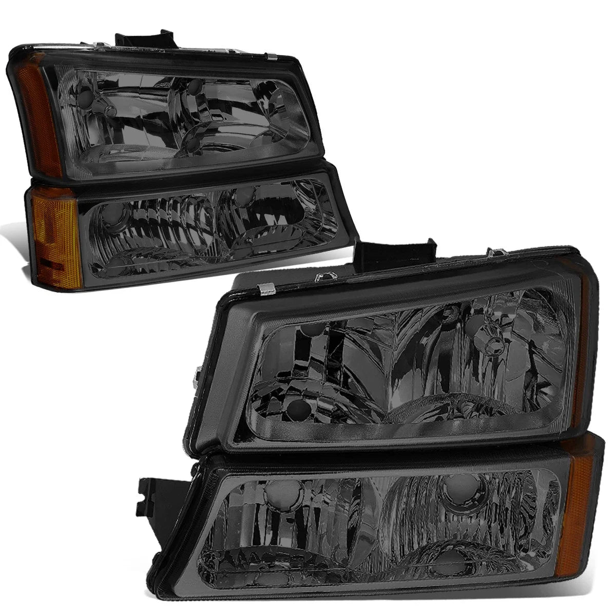 Smoked Crystal Headlight + Black 3D LED Tail Light for Silverado (2003–2007)