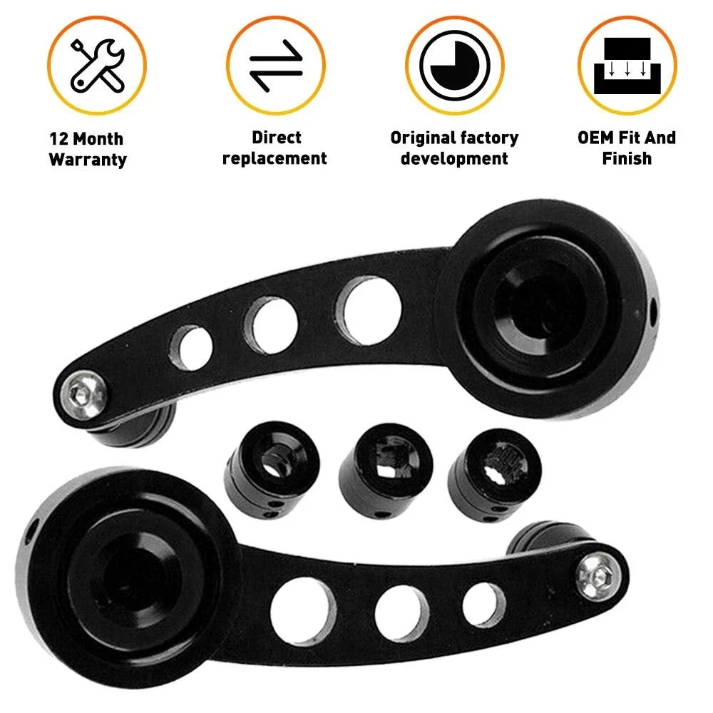 2-Piece Set of Universal Black Aluminum Billet Window Crank Handles