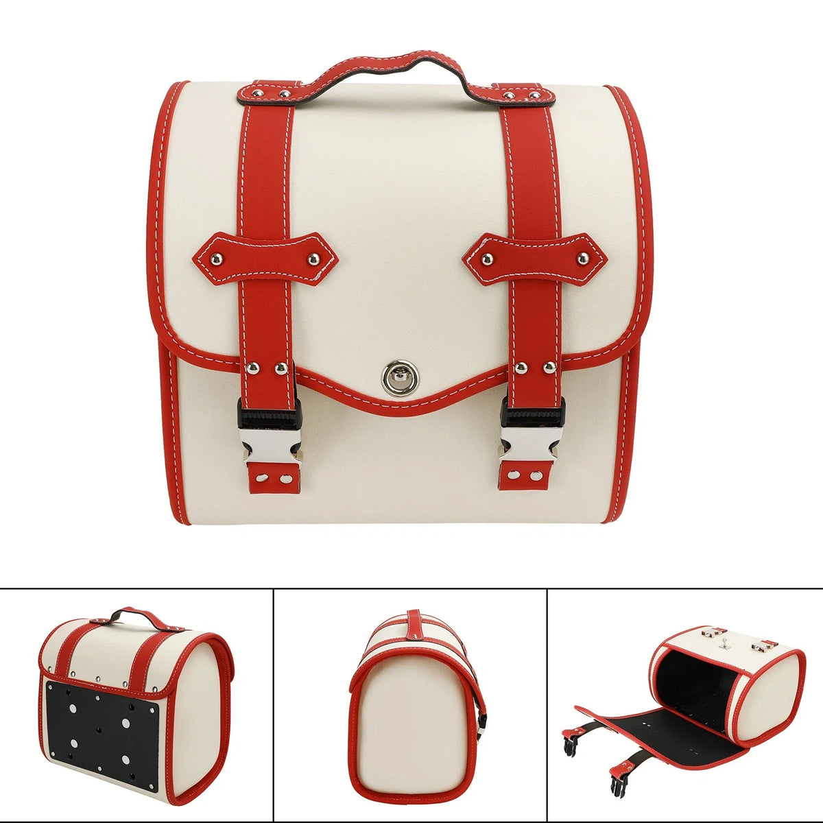 Quick Release Side Saddlebag Tool Bag for Motorbike (White)
