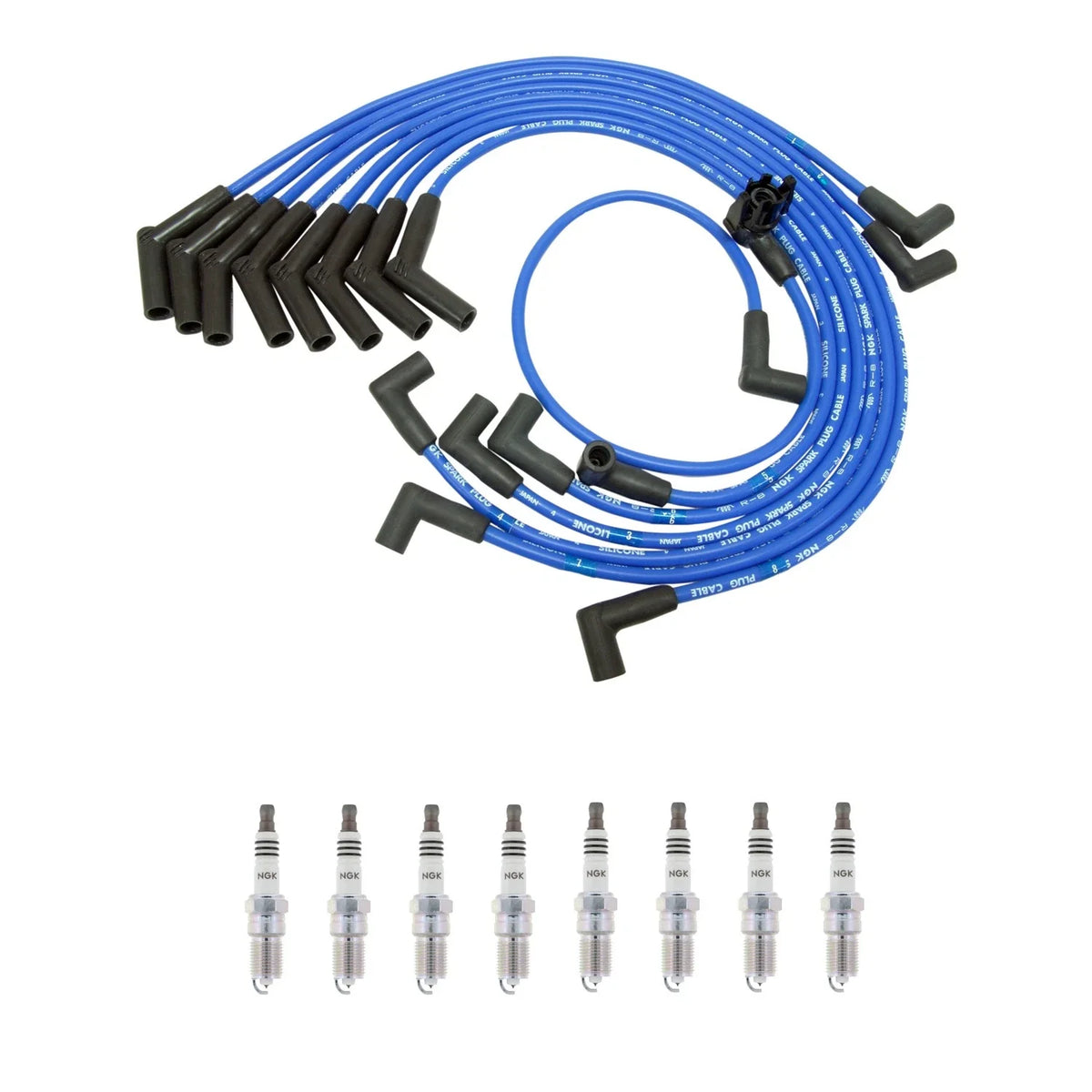 NGK Wire Set & 8 Iridium IX Spark Plugs for Ford Mustang 5.0L V8 (1993)