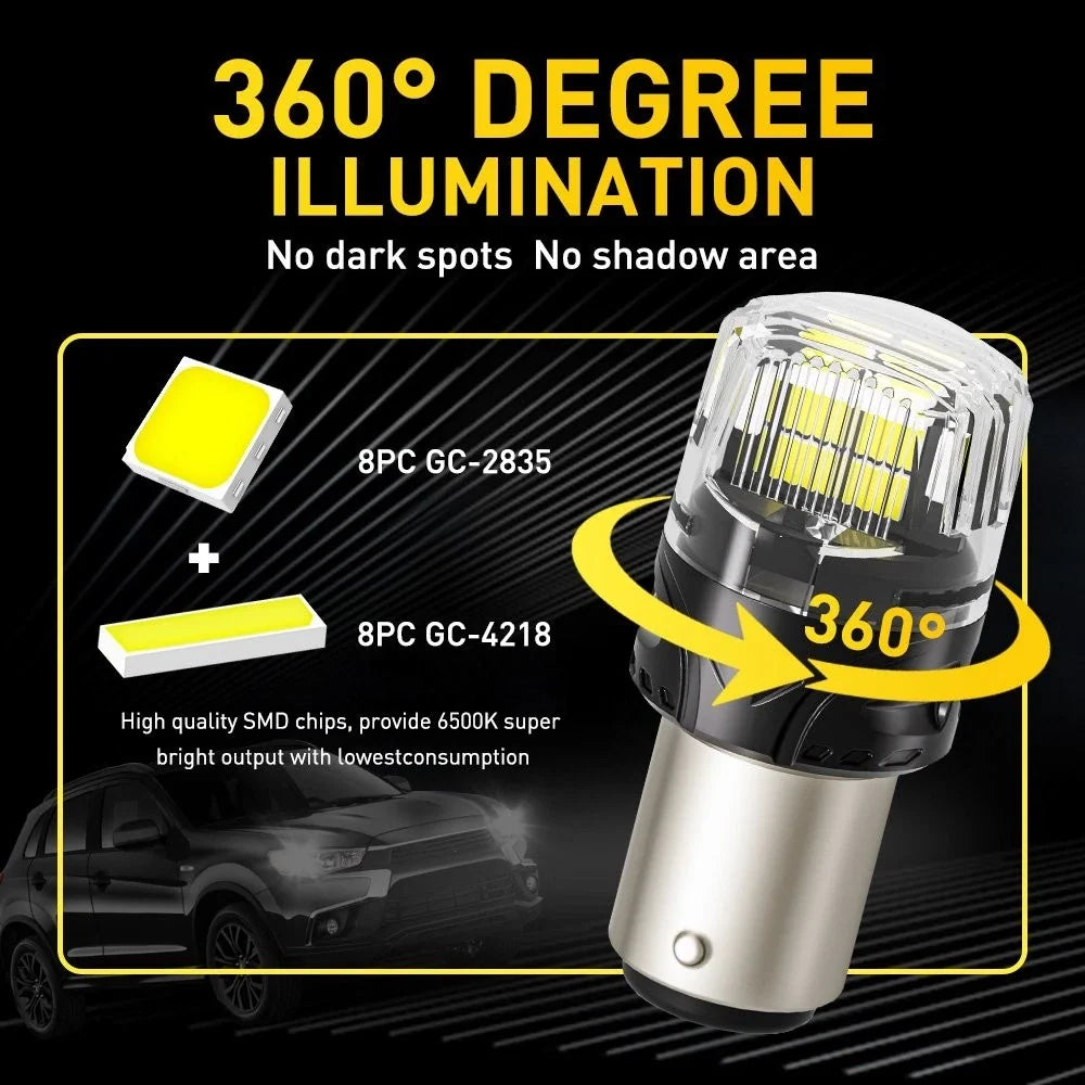 1157 BAY15D LED 6500K Reverse Backup Brake Tail Light Bulbs for