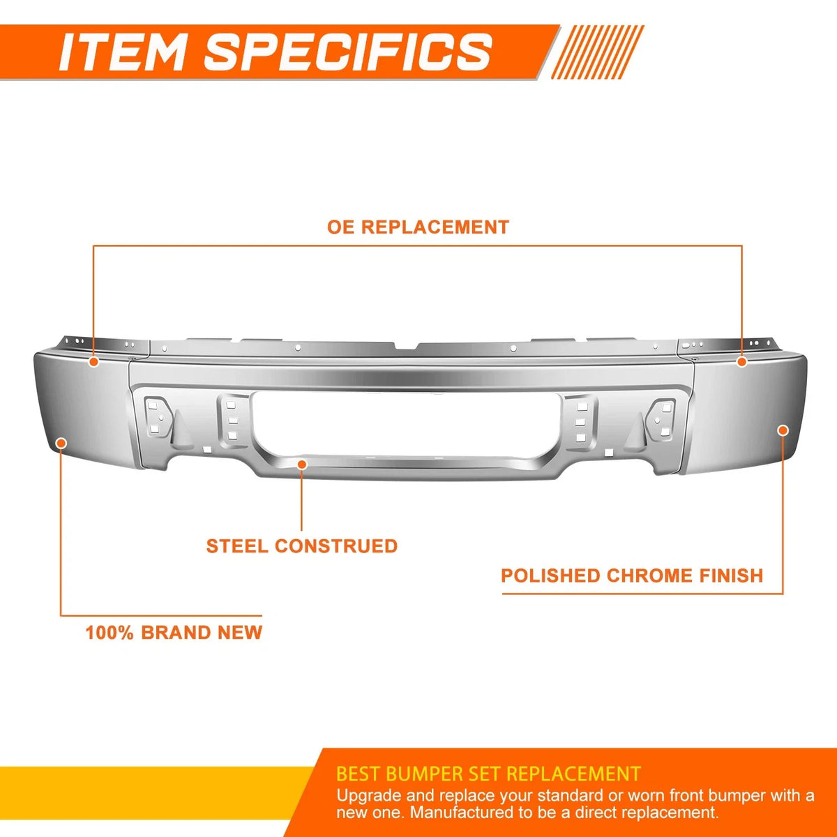 Front Bumper Face Bar for Ford F150 (2009–2014) w/o Fog Light Cut-out