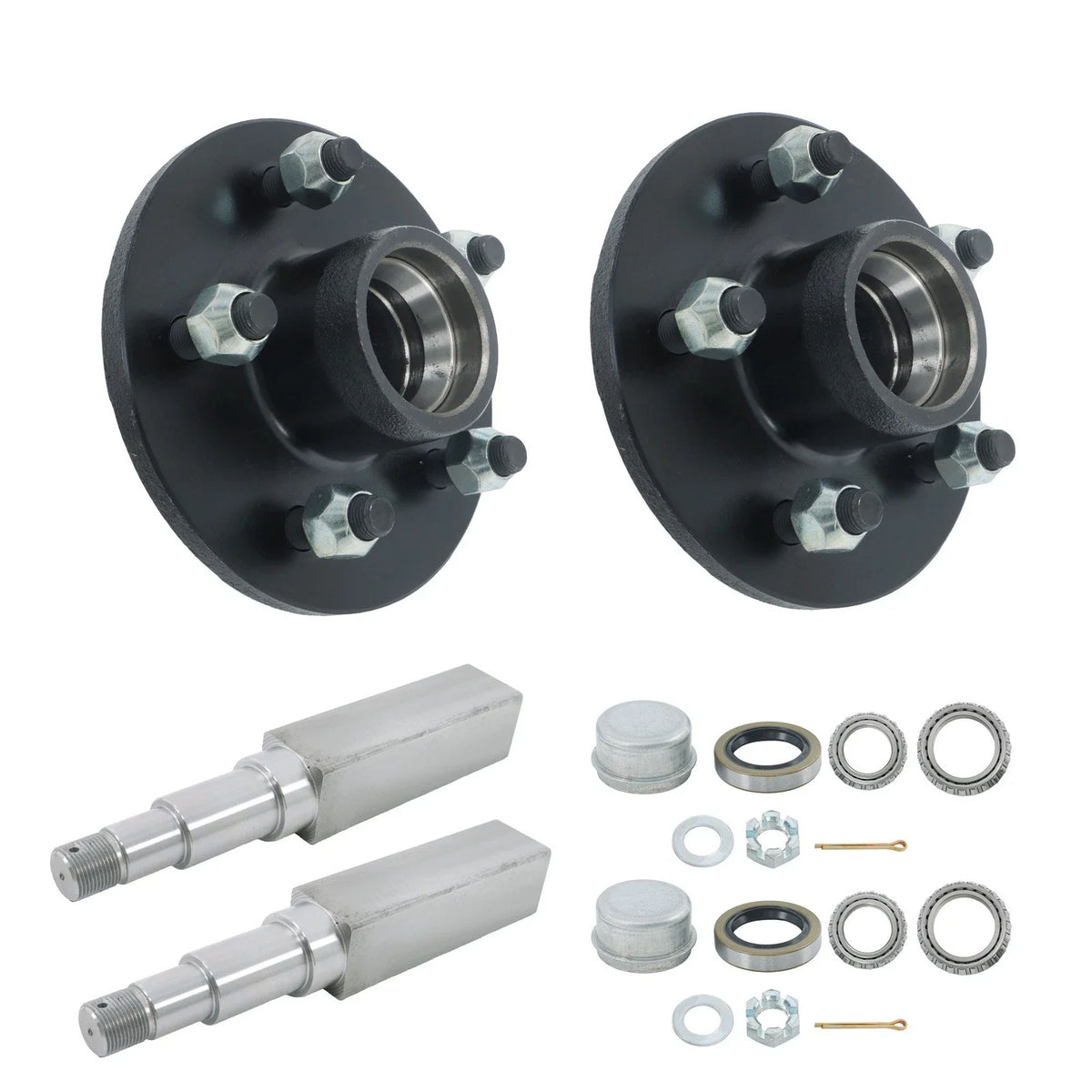 Set of 2 Square Stock 5-Bolt Hub Assemblies for Make Model