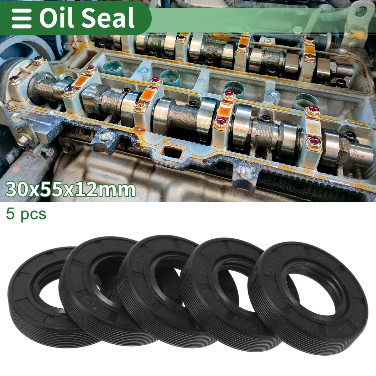 Set of 5 Oil Seal TG4 Lip Seal Ring for Rotary Shaft 30x55x12mm NBR Rubber
