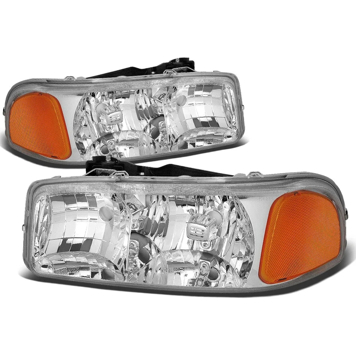 Chrome Housing Headlight & Amber Corner & Smoke LED Fog Light Kit for GMC Sierra/Yukon (1999–2006)