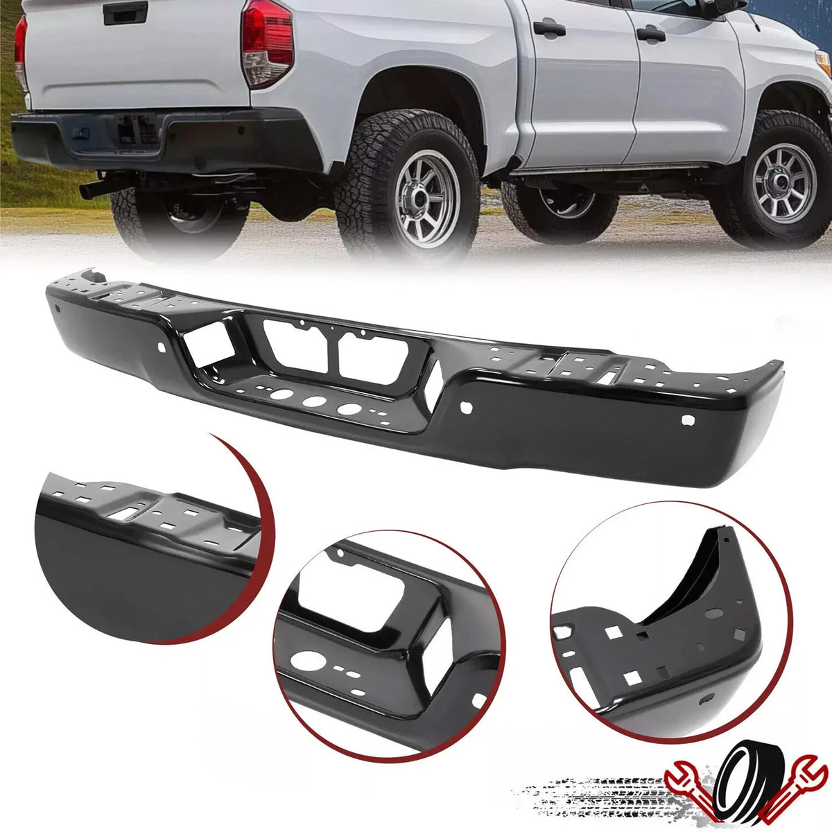 Steel Rear Step Bumper for Toyota Tundra (2007–2014) with Sensor Holes