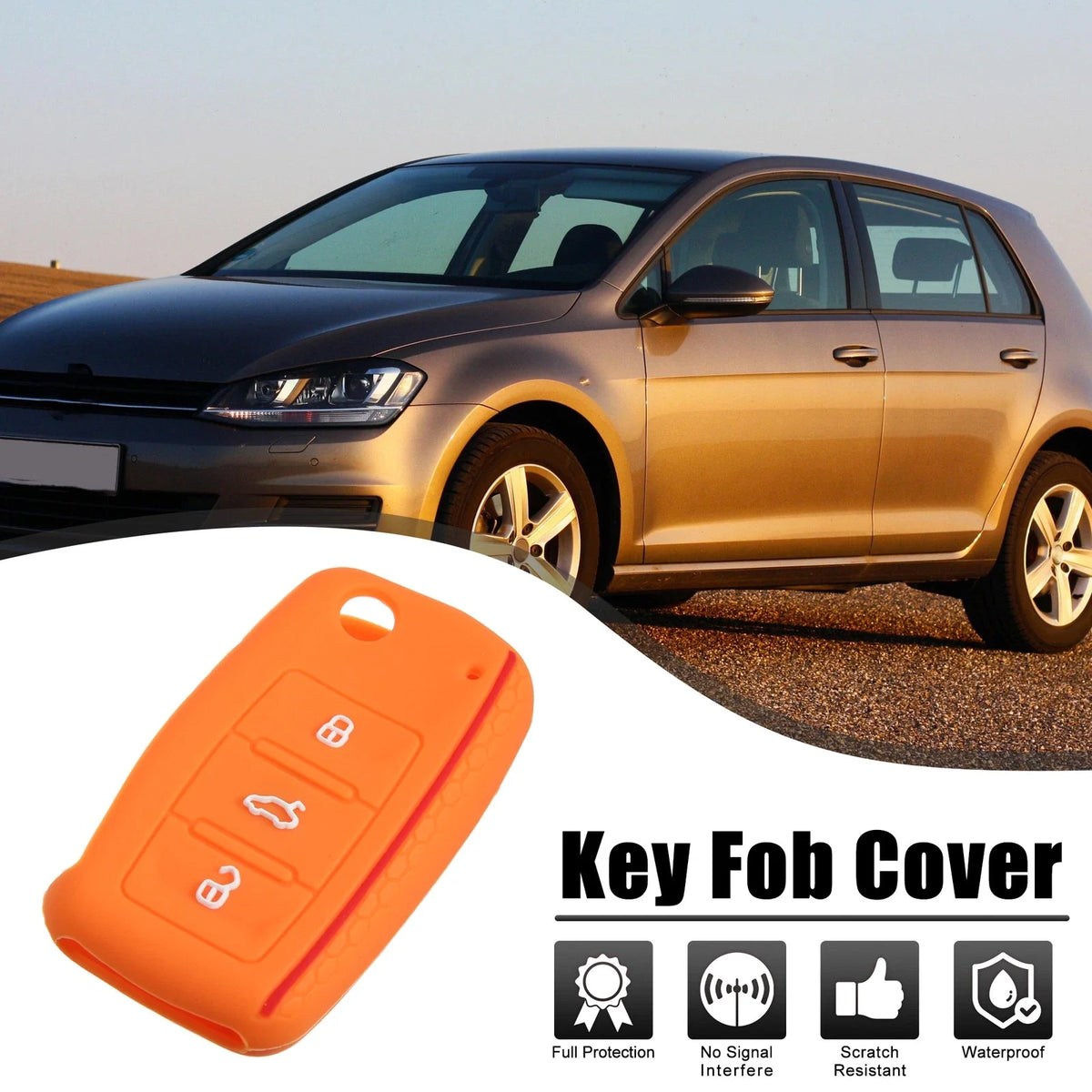 Orange Silicone Key Fob Shell for Volkswagen GTI (2015–2021)