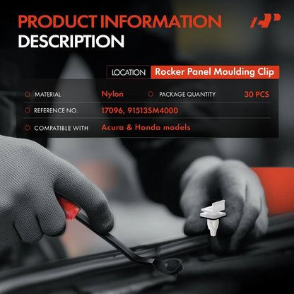 Nylon Clips for Honda Civic Rocker Panel - 30 Pcs