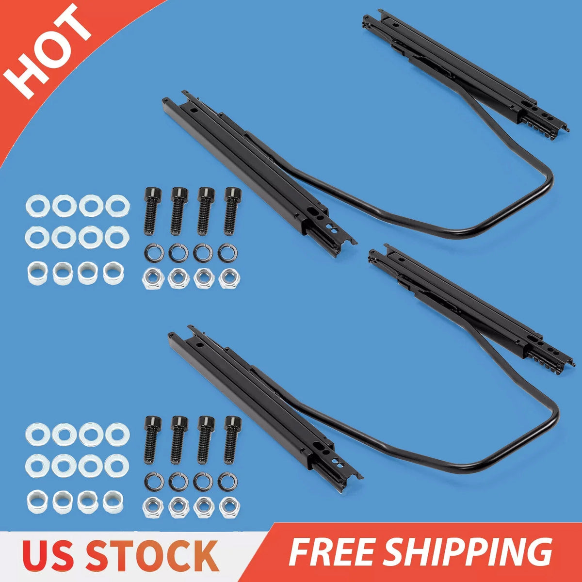 Dual Seat Slider Base Mount Rail Bracket Assembly - Universal Racing Pair