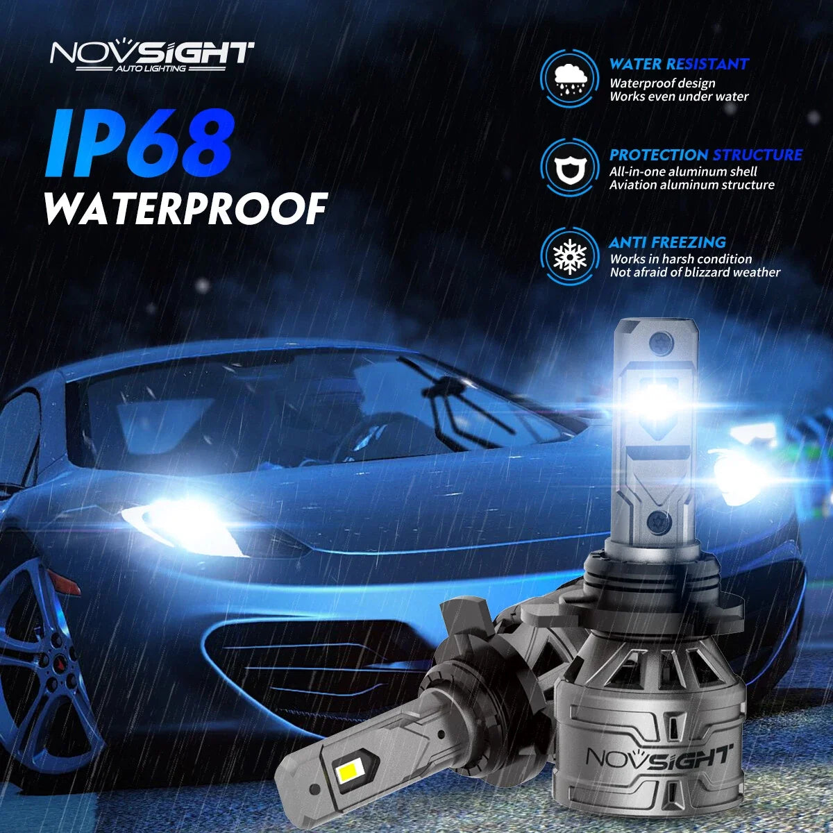 LED Headlight Bulbs Kit 2X 9012 HIR2 6500K for High Low Beam