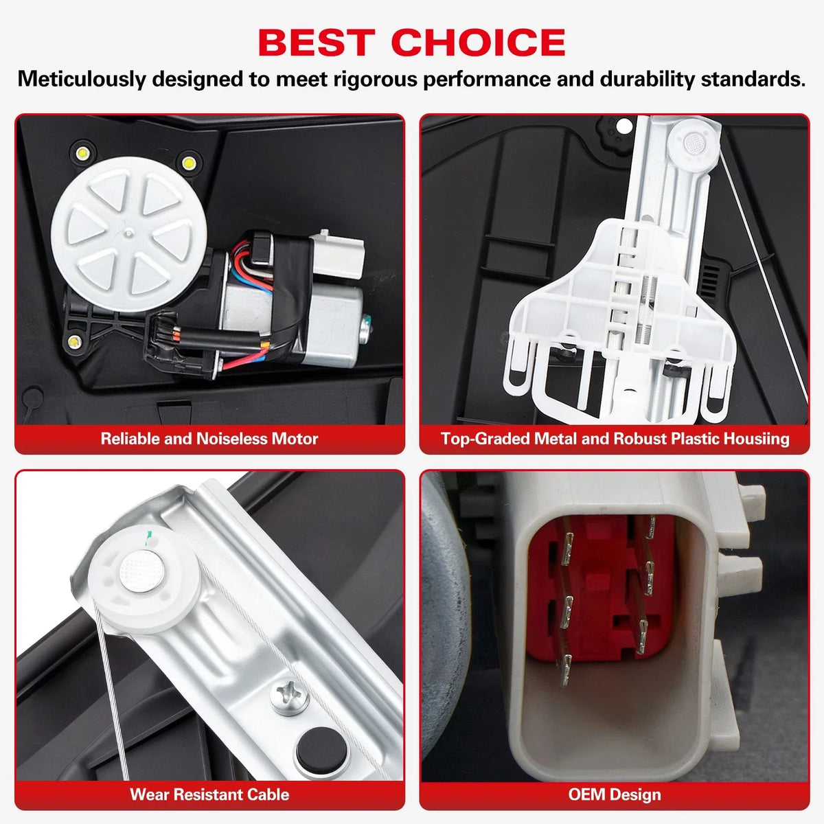 Front Driver Side Window Regulator for Jeep Liberty (2008–2013) 6-Pin Motor