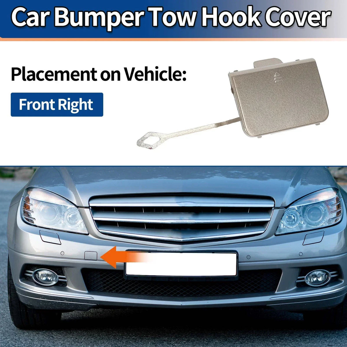 Front Bumper Tow Hook Cover for C-Class Mercedes-Benz 2015-2021