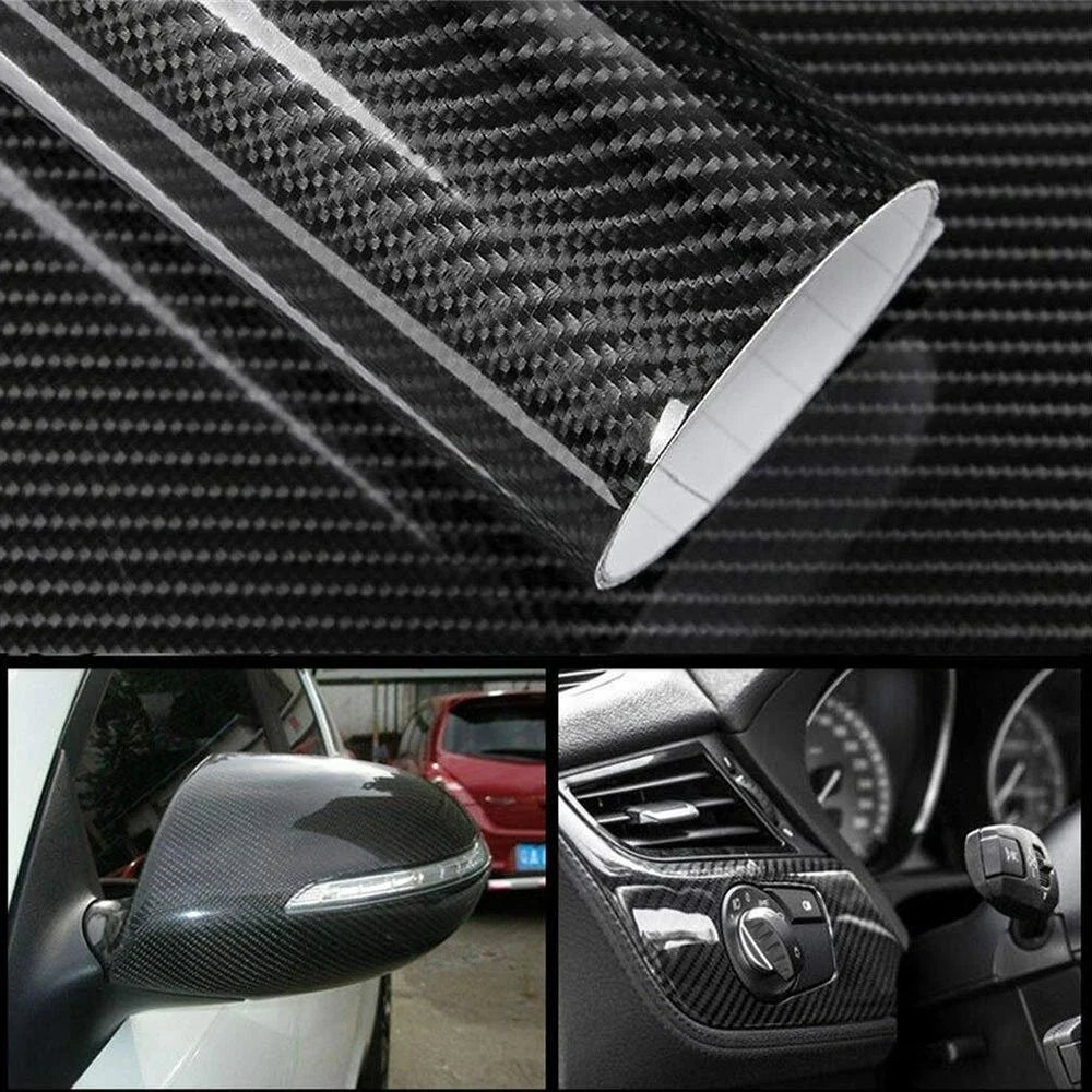 5D Carbon Fiber Wrap Vinyl Film - Gloss Finish for Universal Use