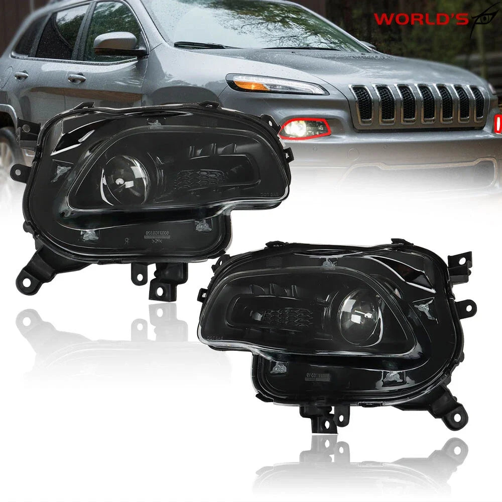 Halogen Projector Black Headlights for Jeep Cherokee (2014–2018)