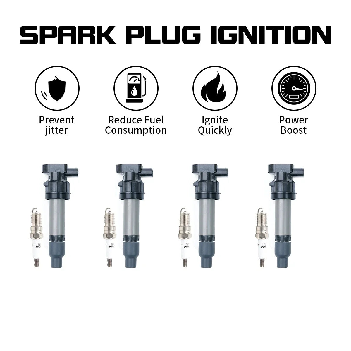 4 Spark Plugs + 4 Ignition Coils for Cadillac DTS 2006-2011 4.6L V8