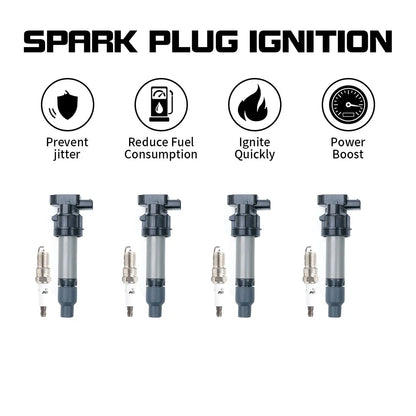 4 Spark Plugs + 4 Ignition Coils for Cadillac DTS 2006-2011 4.6L V8