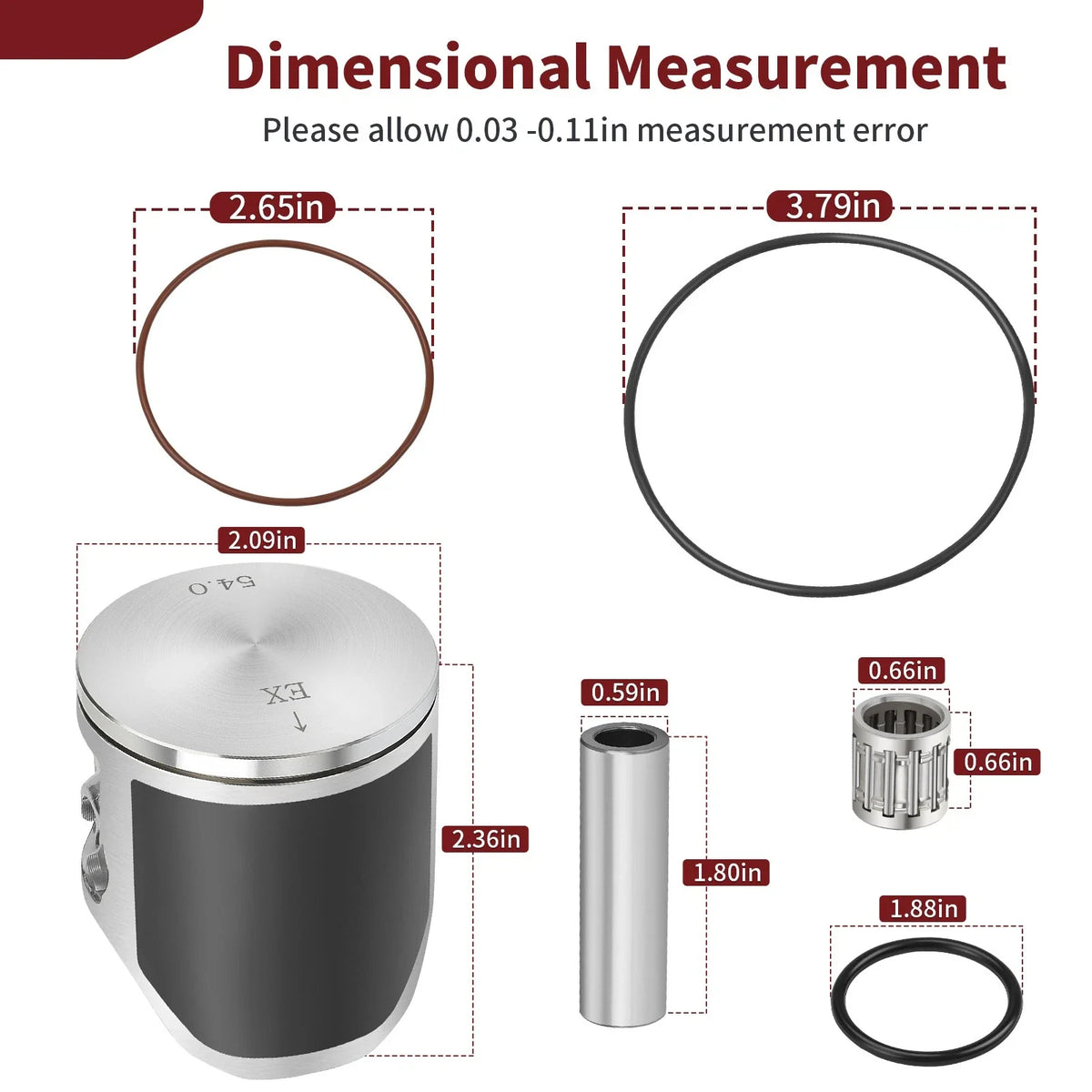 Piston Rings Kit - 54mm with Bearing & Gasket for Yamaha YZ125 (1998–2000)