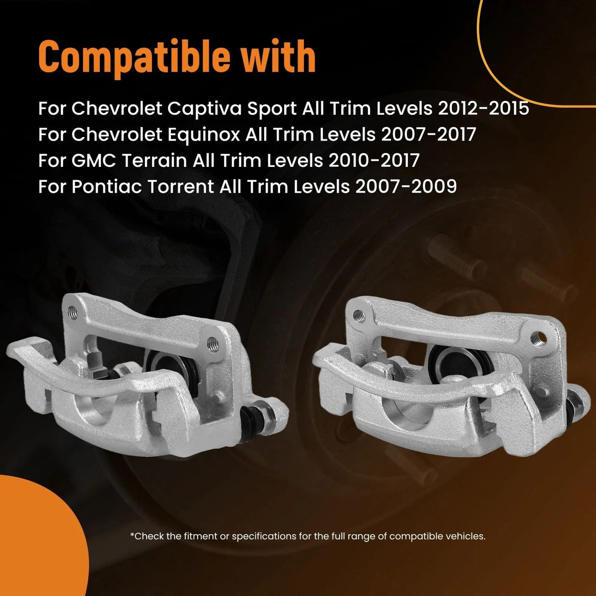 Rear Disc Brake Caliper Set for Saturn Vue 2008-2010 / GMC Terrain 2010-2017