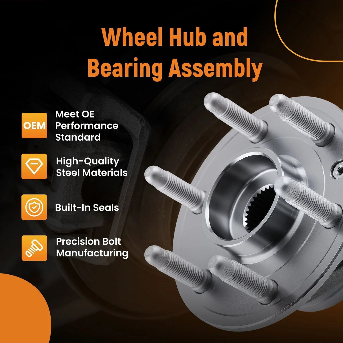 Wheel Hub 40162003E 3-Bolt for Cadillac SRX (2010-2016)
