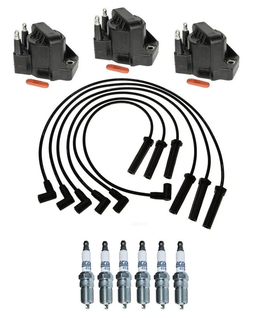 Set of 3 Ignition Coils & 6 Spark Plugs for Pontiac Buick Century Chevy