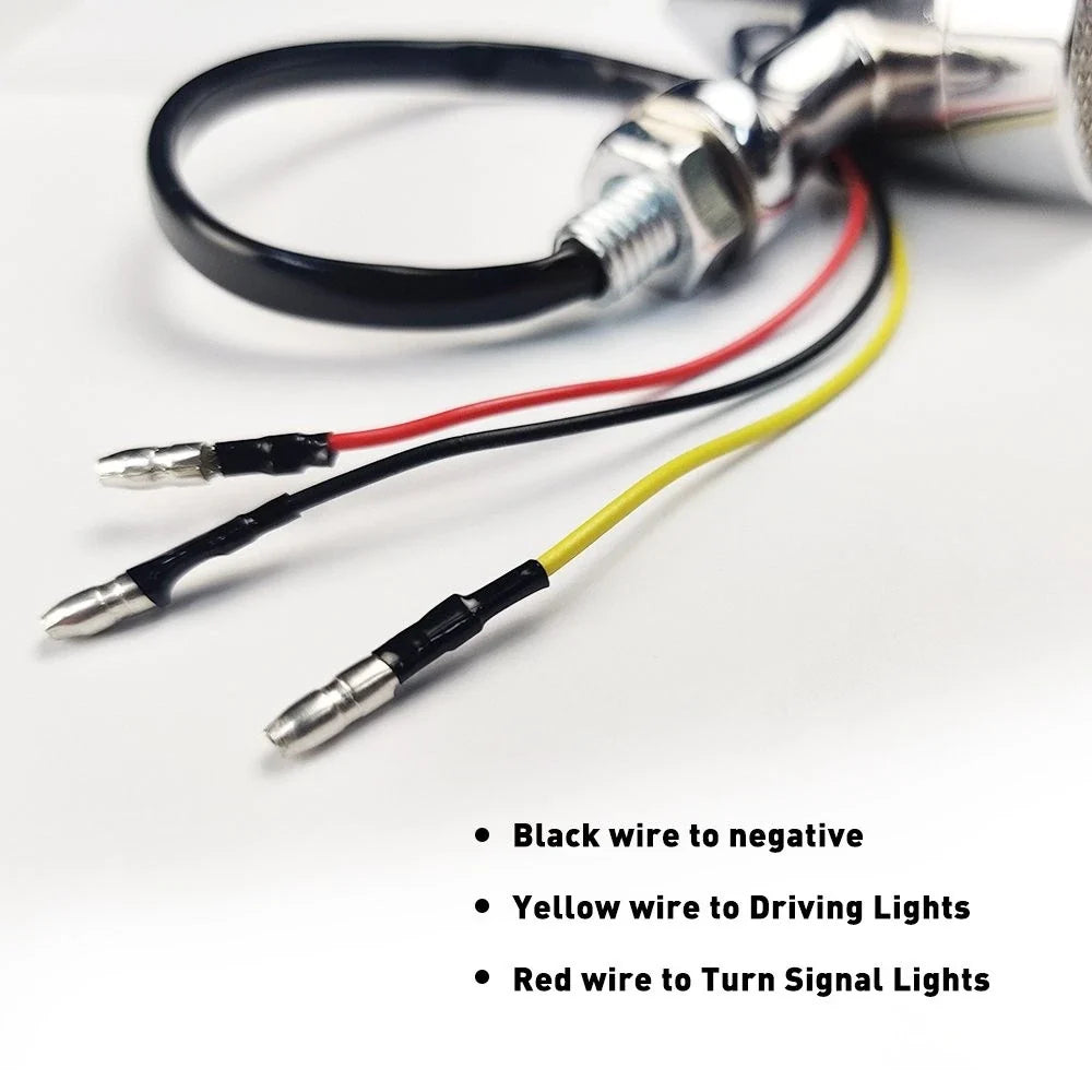 2X Chrome Amber LED Turn Signal Lights for Harley Motorcycle