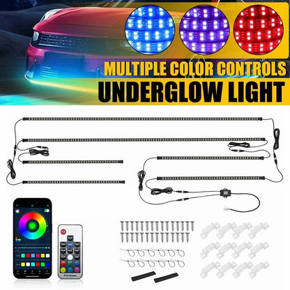 Multi-Color Chasing RGB LED Underglow Lighting Kit for Vehicles