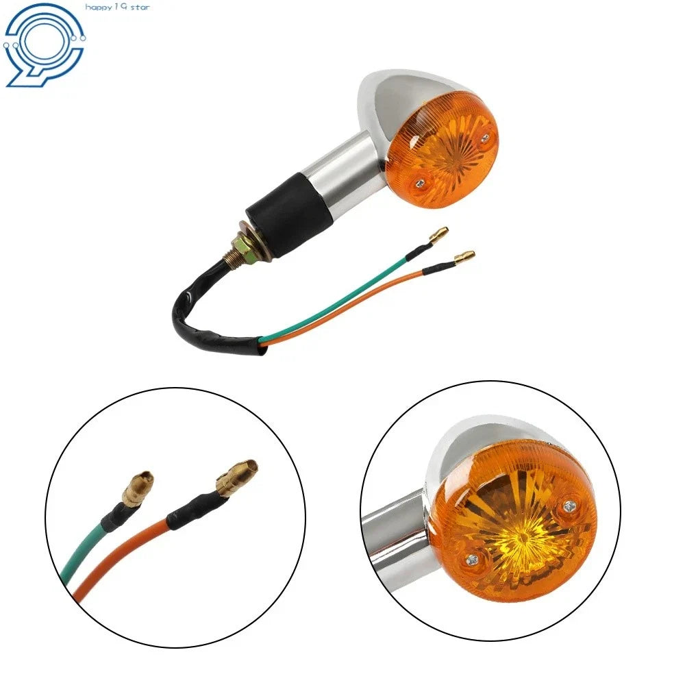 Set of 2 Amber Chrome Turn Signal Indicator Lights for Honda