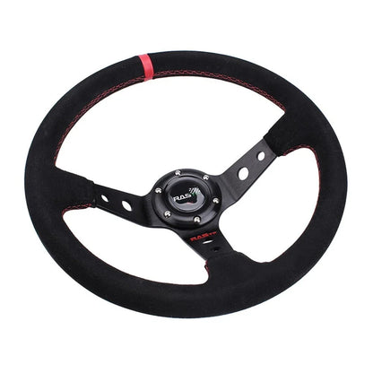 14" Deep Dish Suede Racing Steering Wheel & Quick Release Adapter