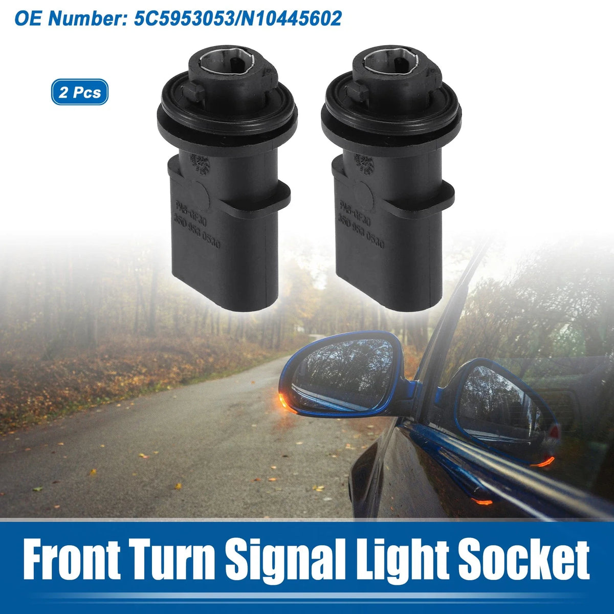 2X Turn Signal Light Socket No.5C5953053 for VW Passat CC Beetle Audi S5 (2009–2017)