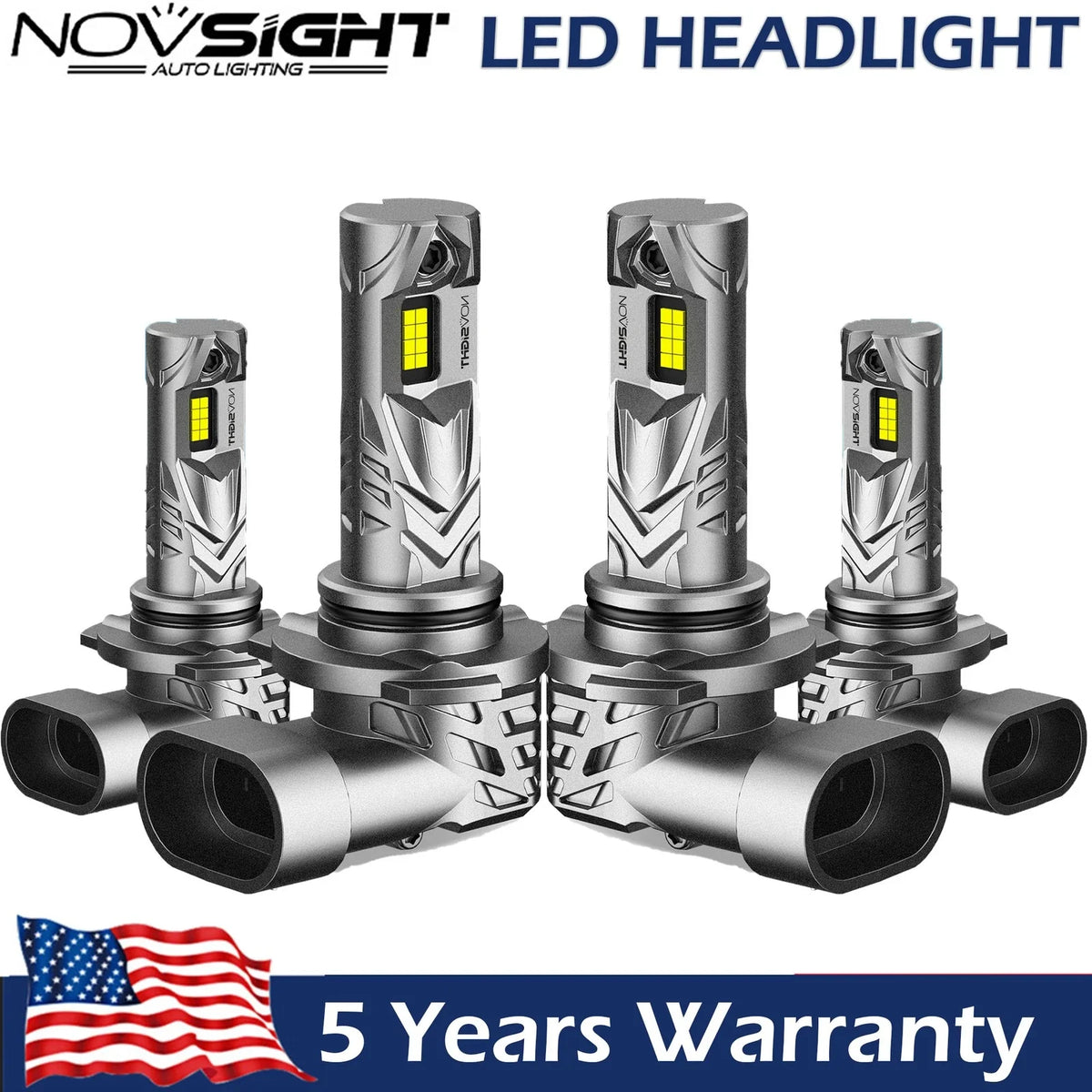 4-Pack 9005 + 9006 LED Headlight Bulbs for High Low Beam 6500K