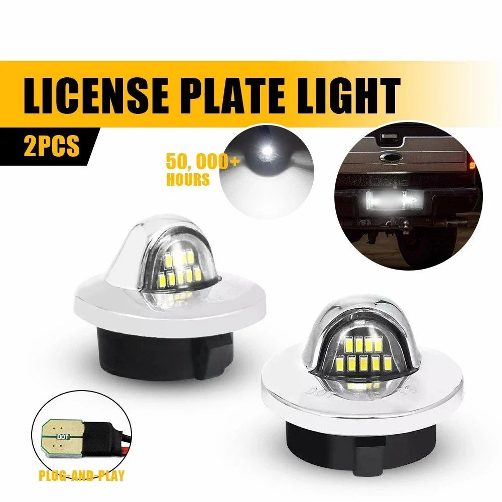2X Chrome LED License Plate Light for Ford F150 (1990-2014)
