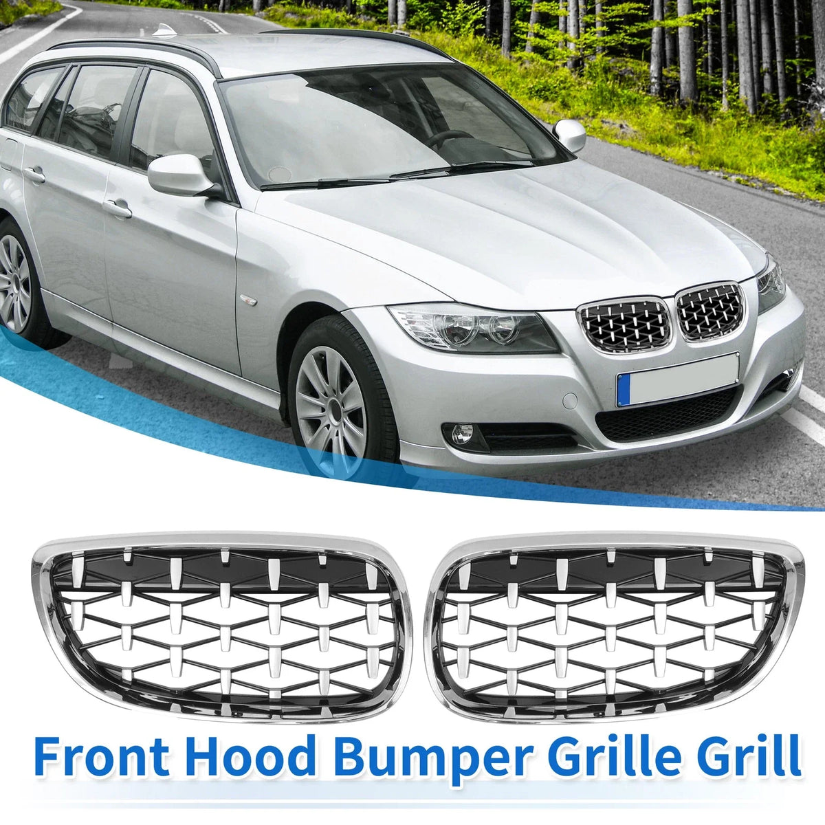 Set of 2 Front Hood Bumper Grille for BMW 328xi M3 335xi 328i (2007–2013)