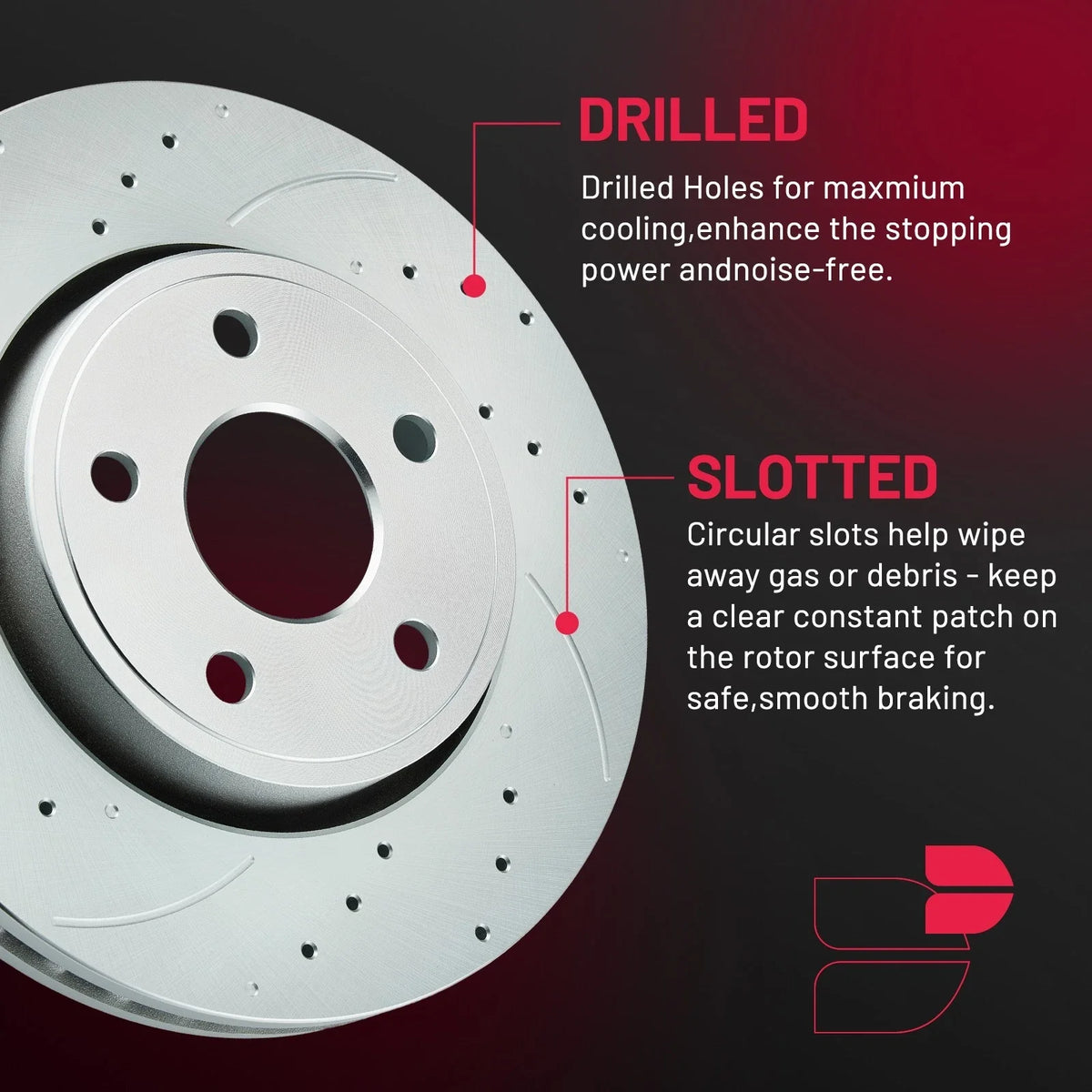Brake Pads & Drilled Slotted Rotors Set for Dodge Durango (2011-2020)