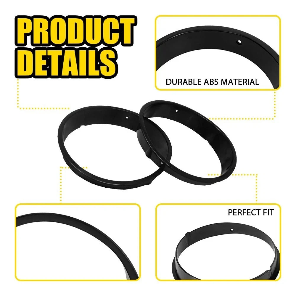 Pair of Black Headlight Bezels Trim Covers for Jeep Wrangler TJ 1997-2006