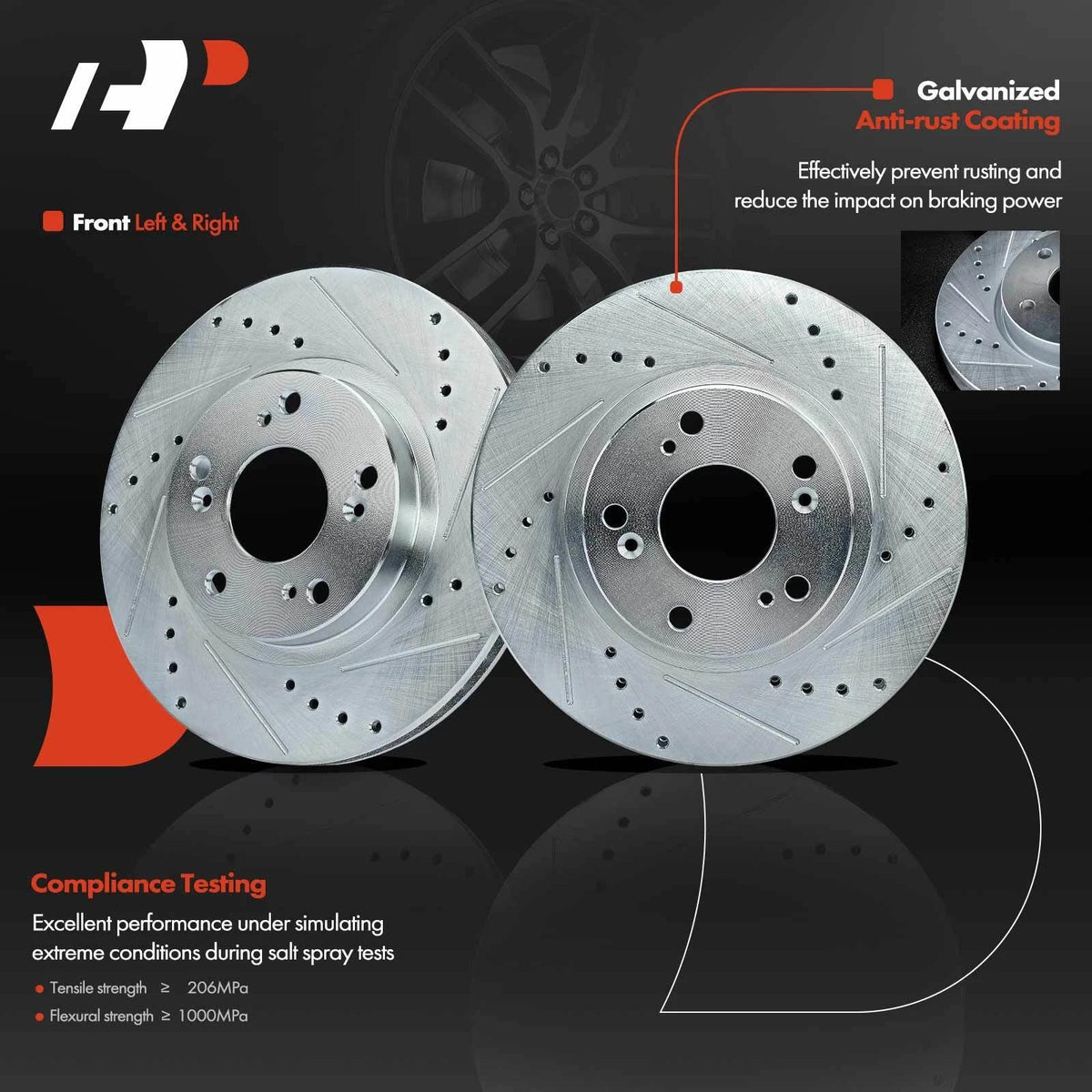 Drilled Front Brake Rotors for Honda CR-V (2002-2004)