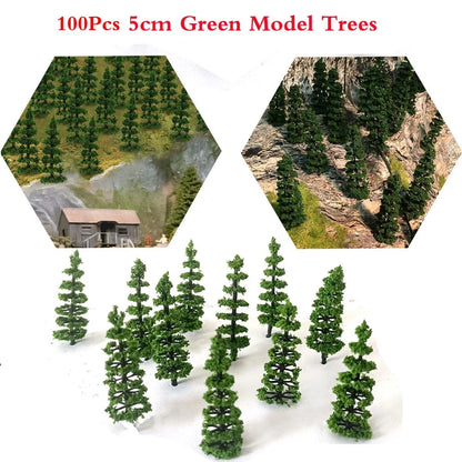 100 Pcs Model Trees for HO Scale Train Diorama Landscape Scenery (50mm)